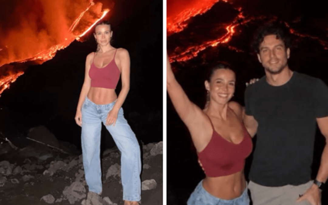 Diletta Leotta, la foto davanti all’Etna in eruzione scatena la polemica: “Cattivo esempio”