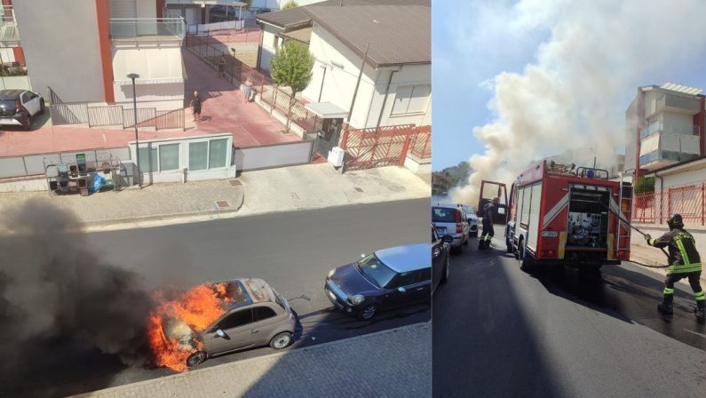 Cosenza, auto in fiamme in via Bari