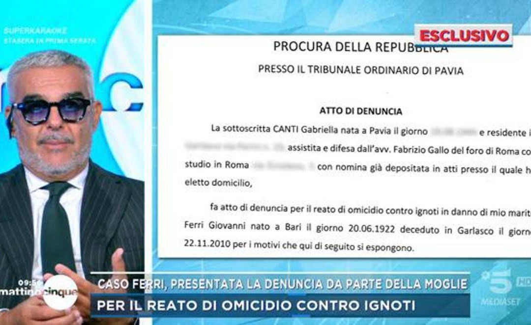 Delitto di Garlasco, la moglie di Giovanni Ferri presenta denuncia in procura per far riaprire caso: “Si indaghi per omicidio”