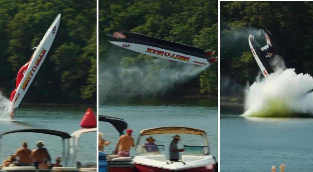Motoscafo decolla a 320 km orari e si ribalta, l’incidente da brividi