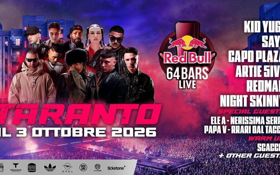 ‘Red Bull 64 Bars Live’, Ele A, Nerissima Serpe e Papa V come special guest: il live a Taranto