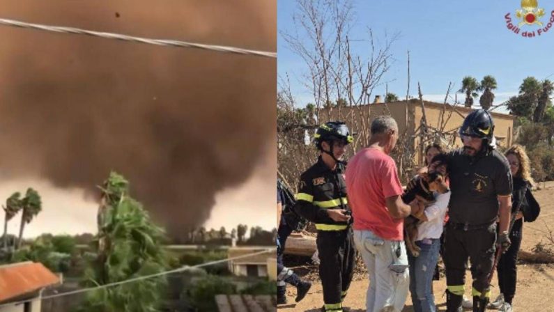 Tromba d’aria a Marsala, feriti 4 bambini e cane salvato dalle macerie. La Protezione civile: “Effetto devastante”