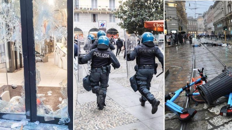 Guerriglia a Milano, assalto ai negozi e saccheggi: fermati 200 giovani. Meloni convoca riunione su ordine pubblico