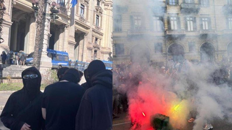 Sciopero scuola, tensione ai cortei in tutta Italia: a Roma petardi contro il Ministero dell’Istruzione, a Torino pietre e bastoni contro la polizia