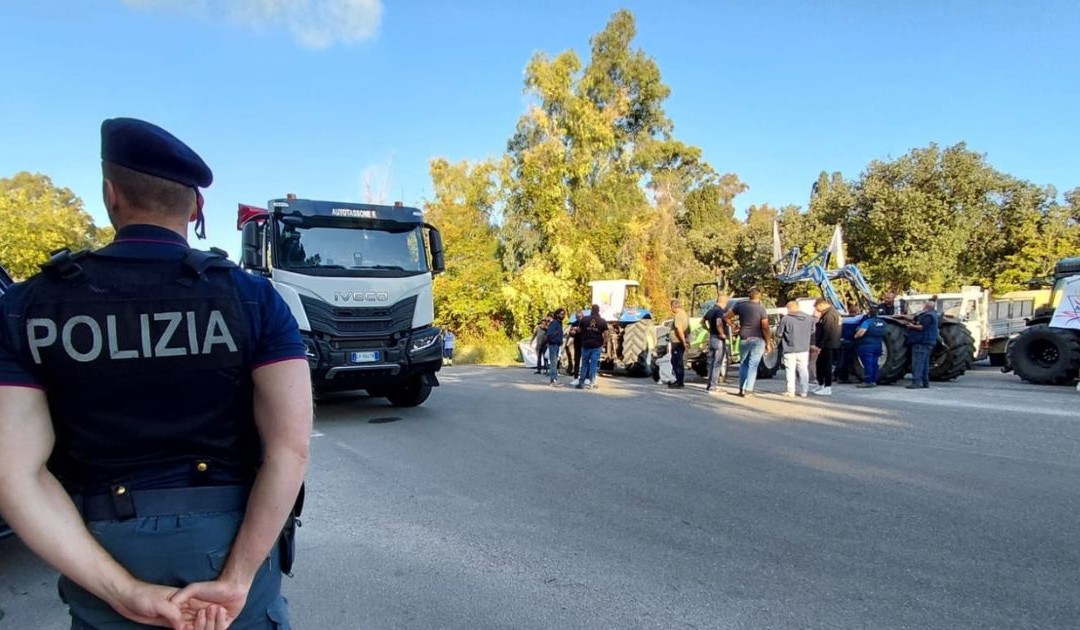 Un momento della protesta degli agricoltori
